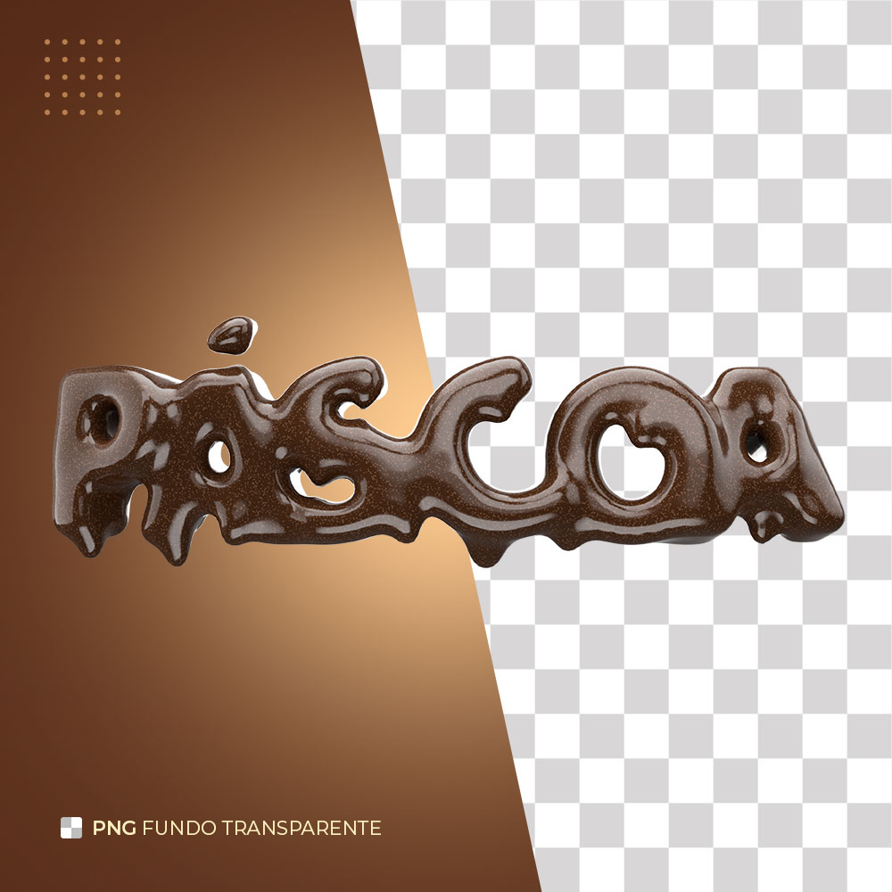 Texto 3D Páscoa Chocolate PNG Transparente Sem Fundo