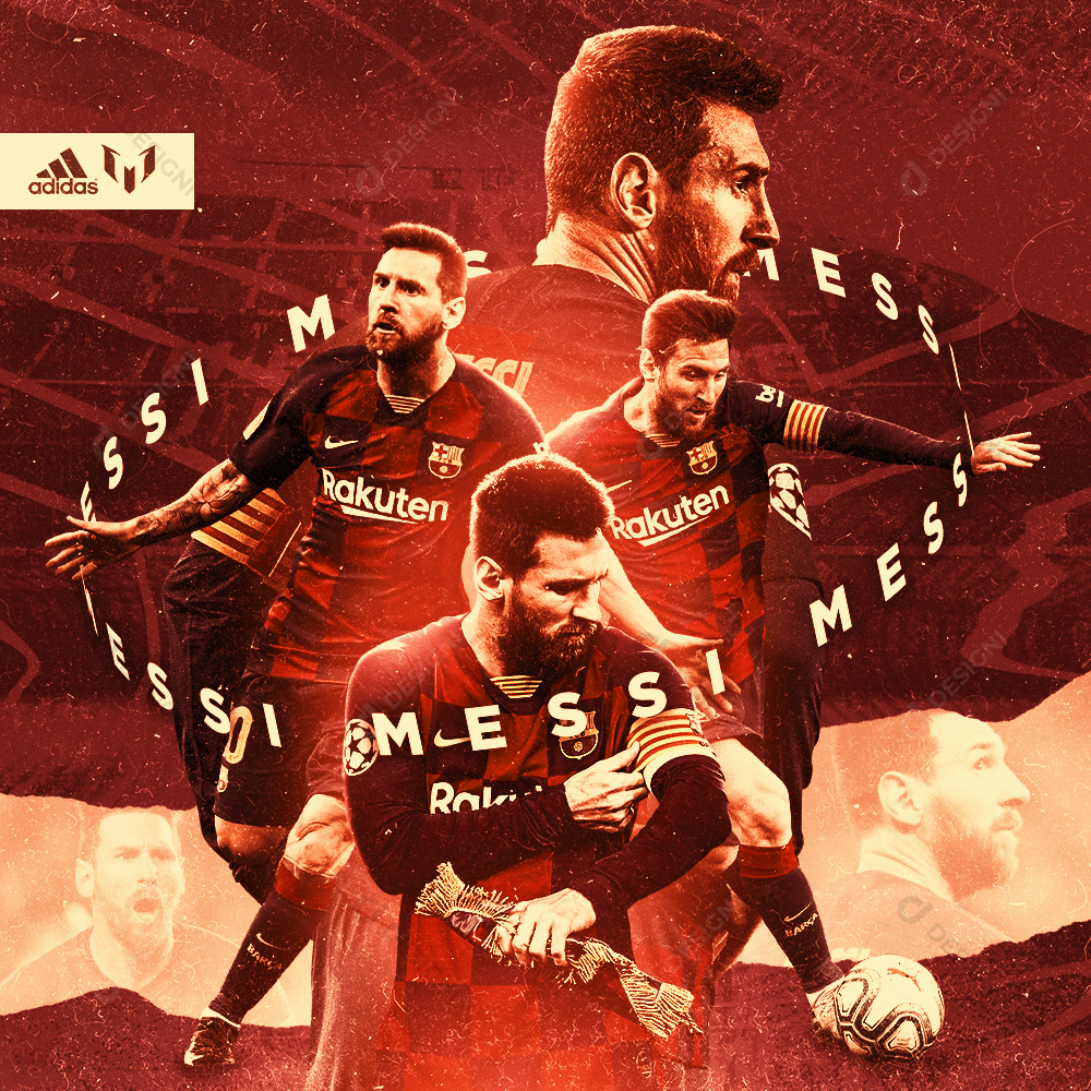 Flyer Jogador de Futebol Lionel Messi Social Media PSD Editável