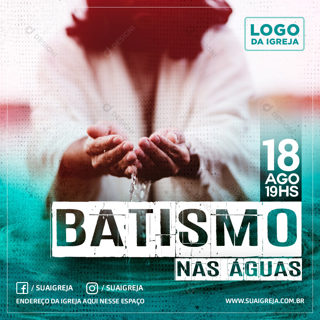 Batismo Nas Águas Social Media PSD Editável Igreja