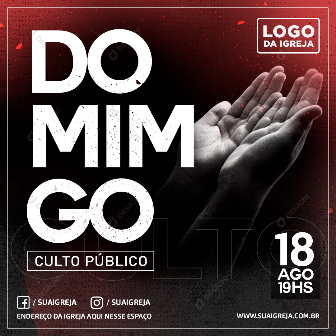 Culto de Domingo Social Media PSD Editável Igreja