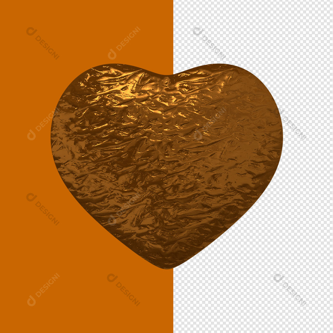 Coração Chocolate 3D PNG Transparente Sem Fundo