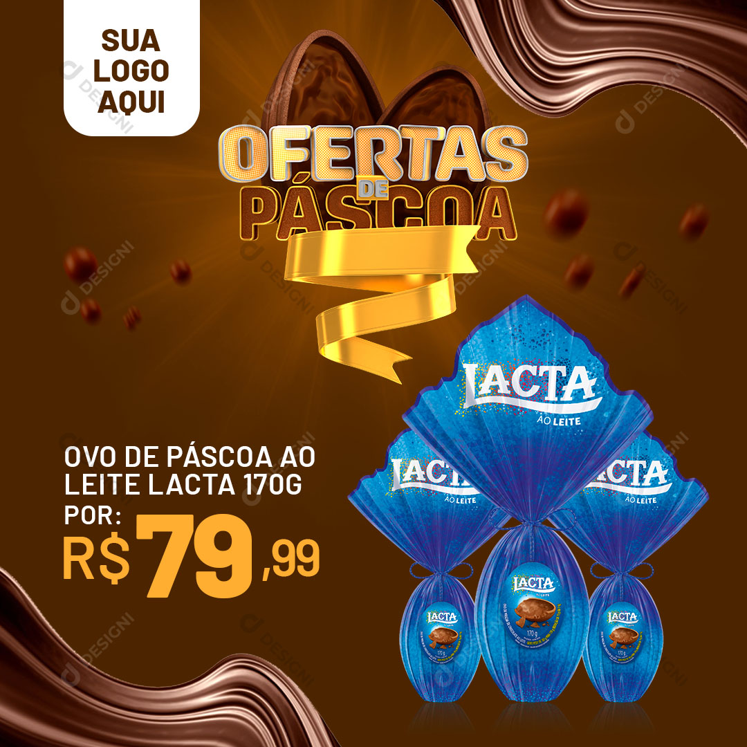 Ofertas de Ovos de Páscoa Social Media Post PSD Editável