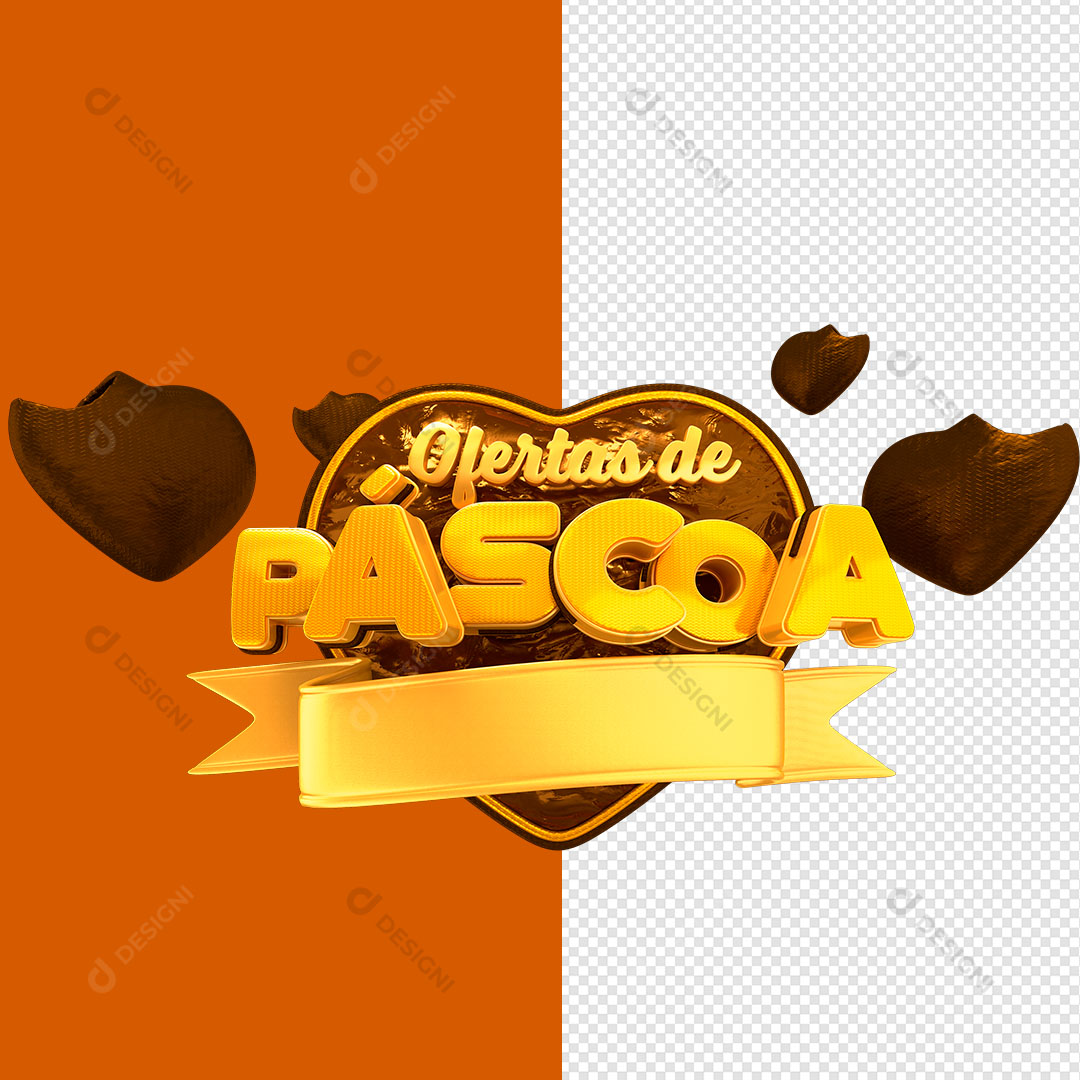 Selo Ofertas de Pascoa 3D PNG Transparente Sem Fundo