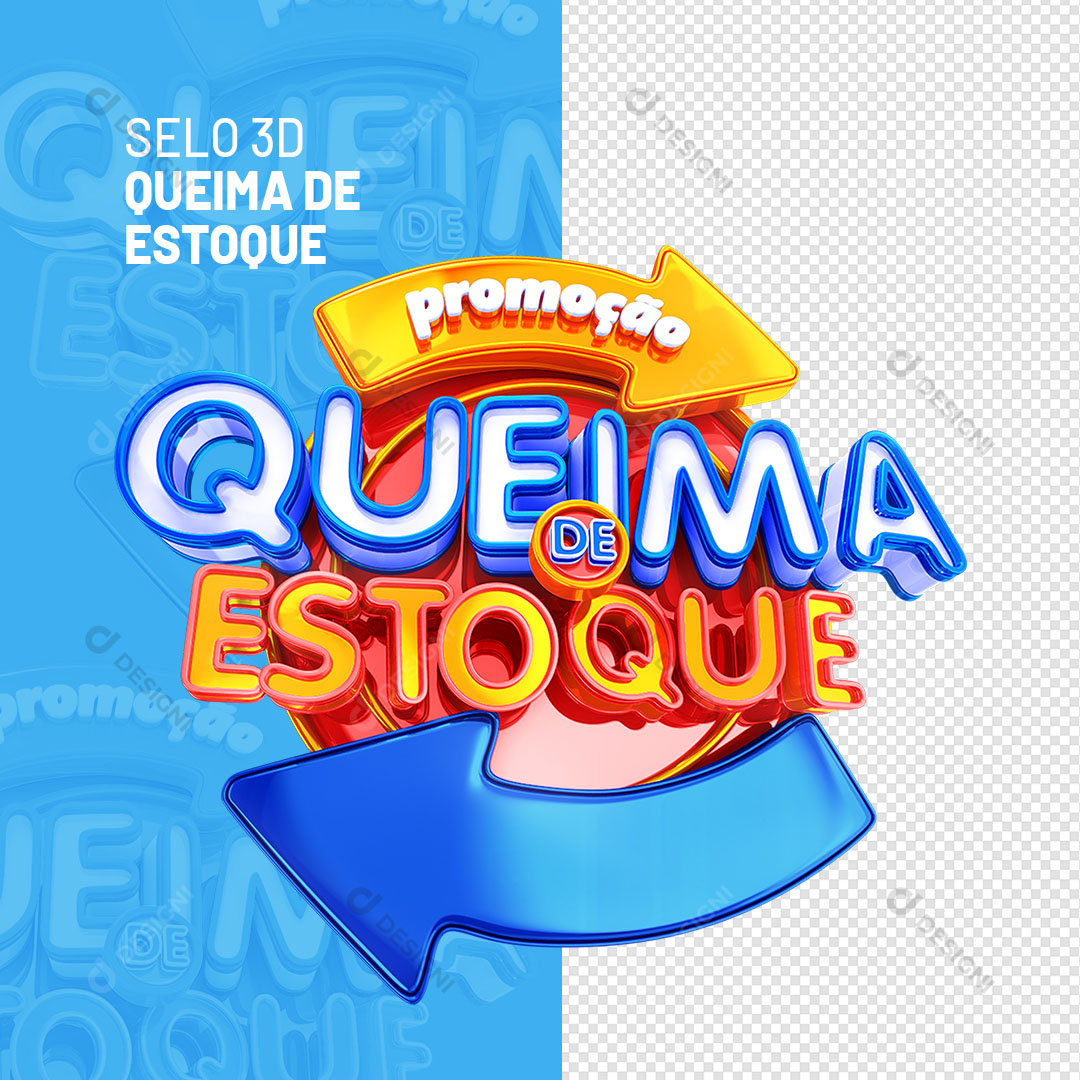 Selo 3D Varejo Promoção Queima de Estoque PNG Transparente Sem Fundo