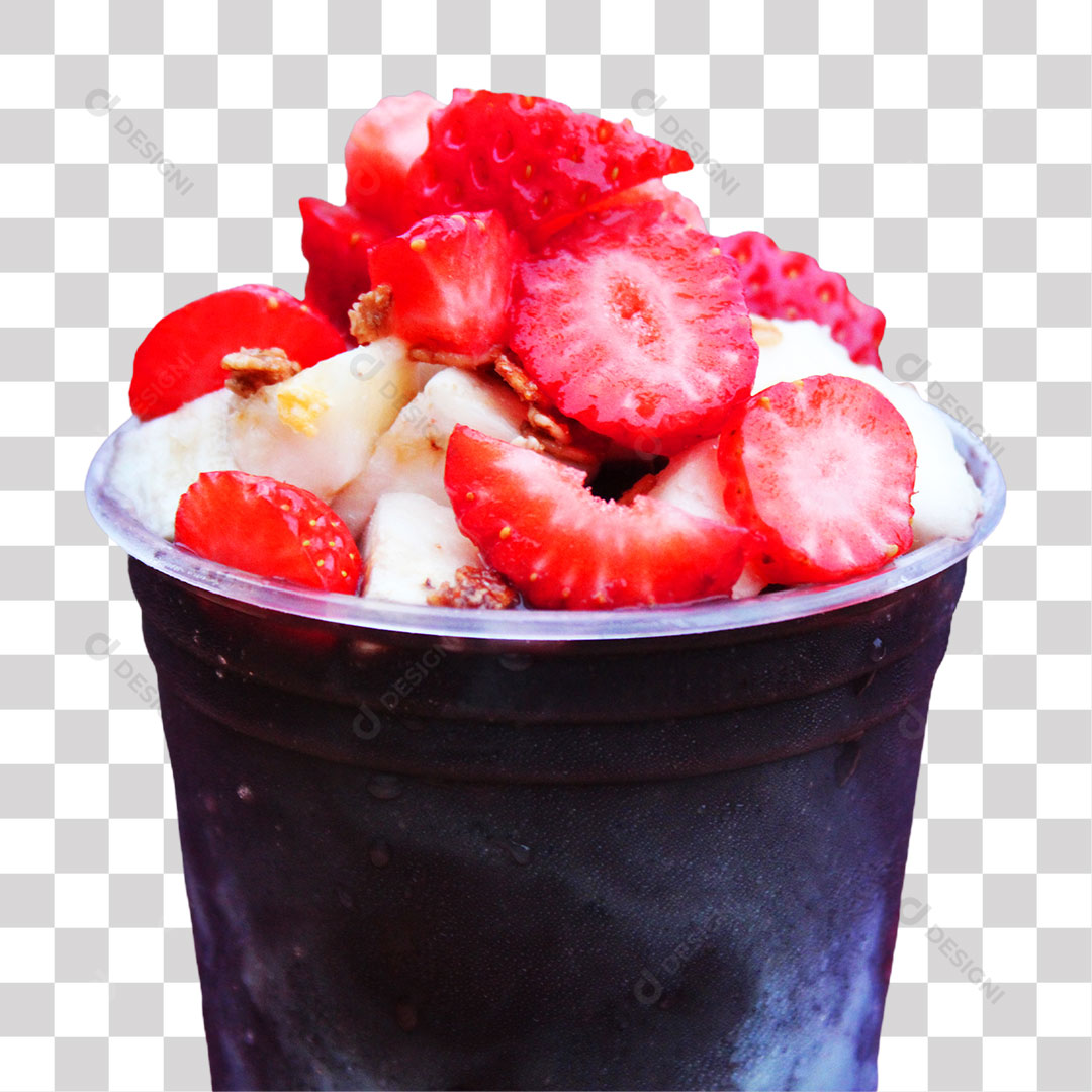 Copo de Açaí com Morango e Banana PNG Transparente Sem Fundo