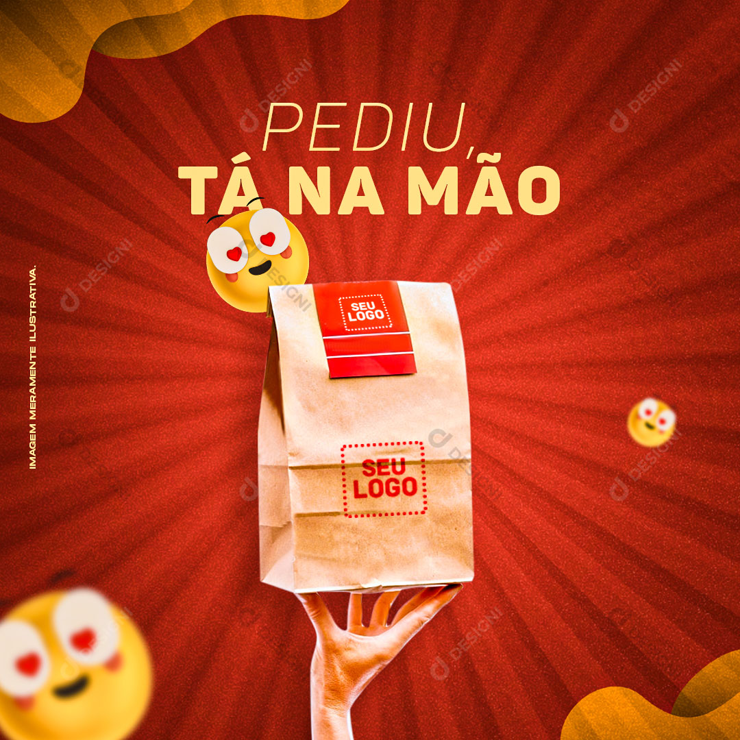 Pediu tá Na Mão Delivery Social Media PSD Editável