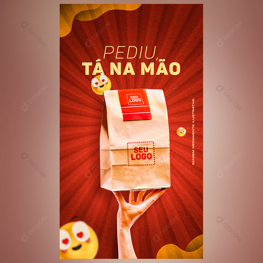 Pediu tá Na Mão Stories Delivery Social Media PSD Editável