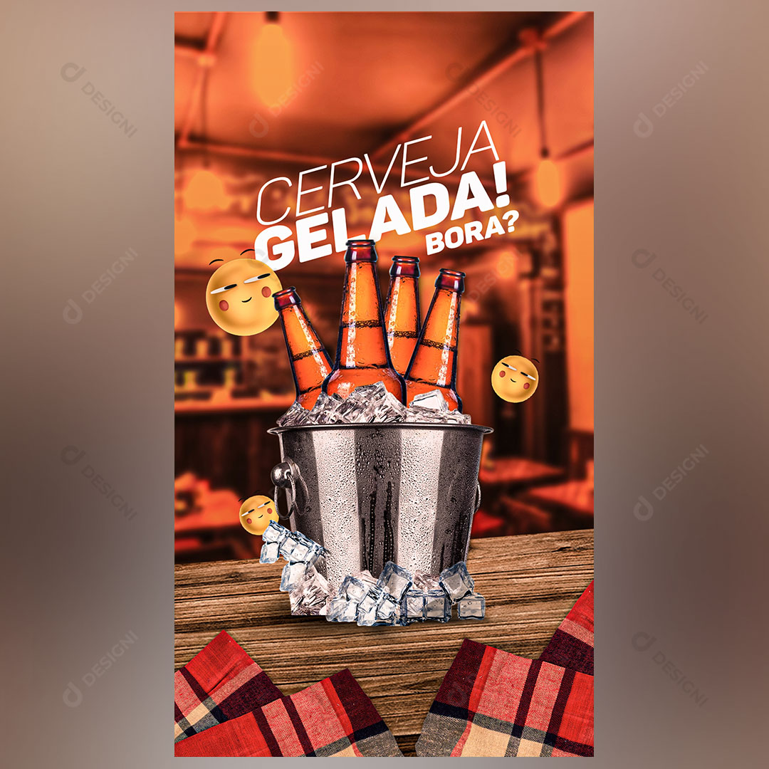 Cerveja Gelada Bares Bebidas Stories Social Media PSD Editável