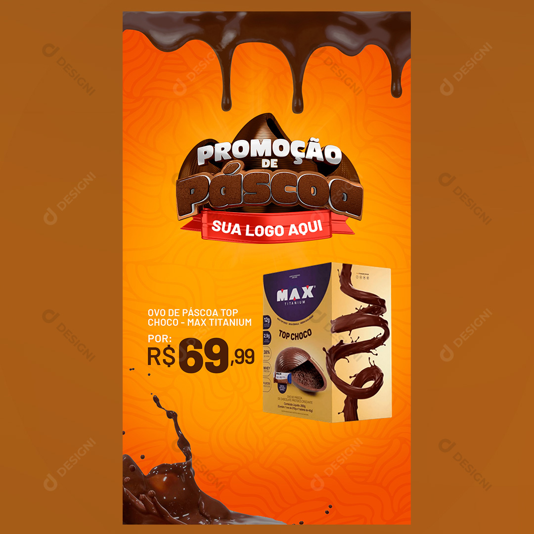 Promoção de Ovos de Páscoa Stories Social Media PSD Editável