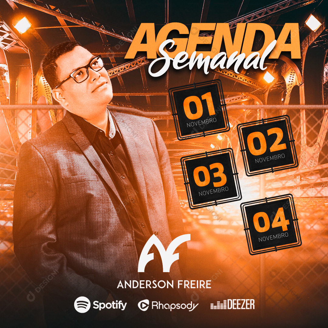 Agenda Semanal Post Instagram Social Media PSD Editável