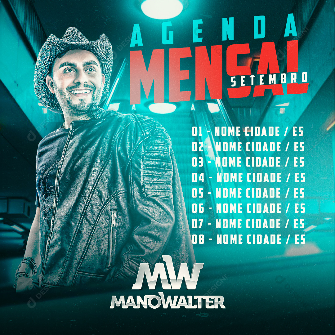 Flyer Agenda Mensal Post Social Media PSD Editável