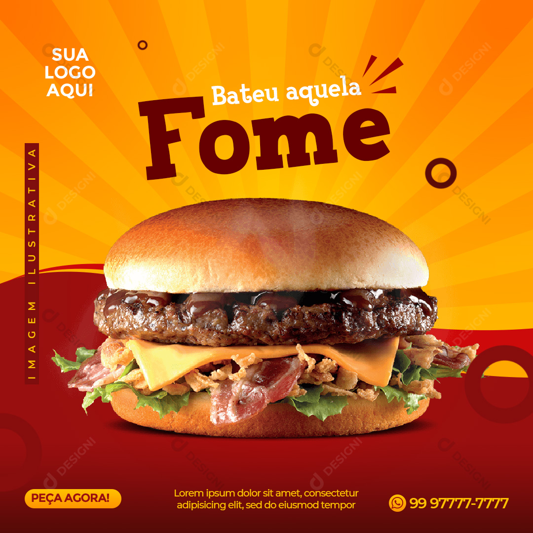 Hambúrguer Hamburguerias Social Media PSD Editável