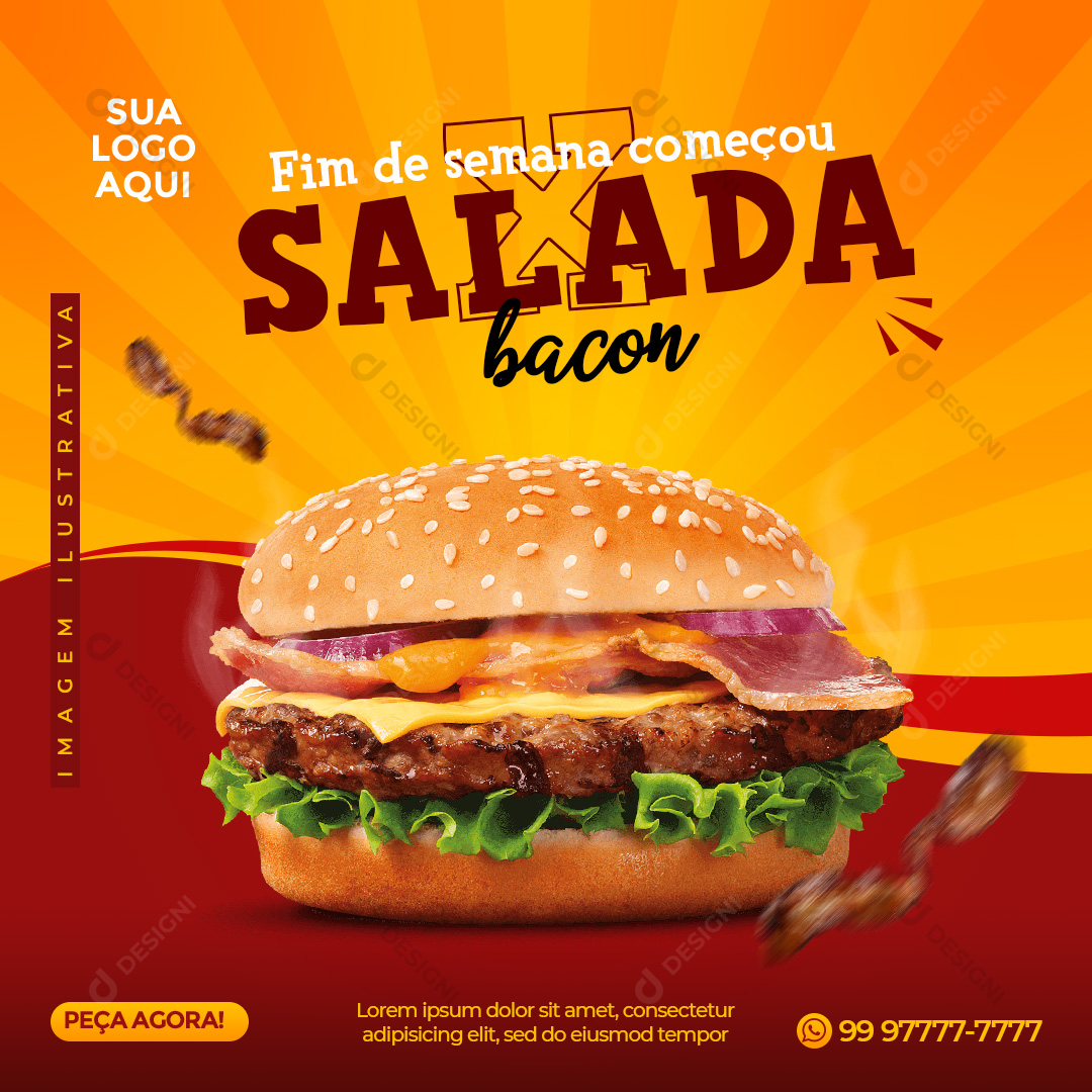 Hamburger X Salada PSD Transparente Sem Fundo
