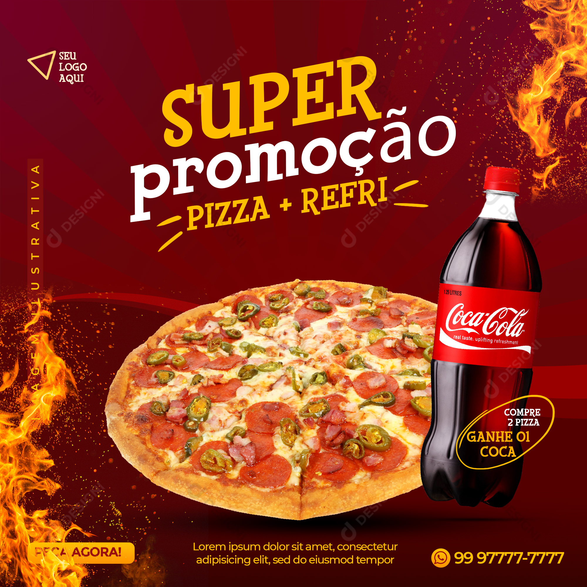 Pizza Pizzarias Social Media PSD Editável Promoções