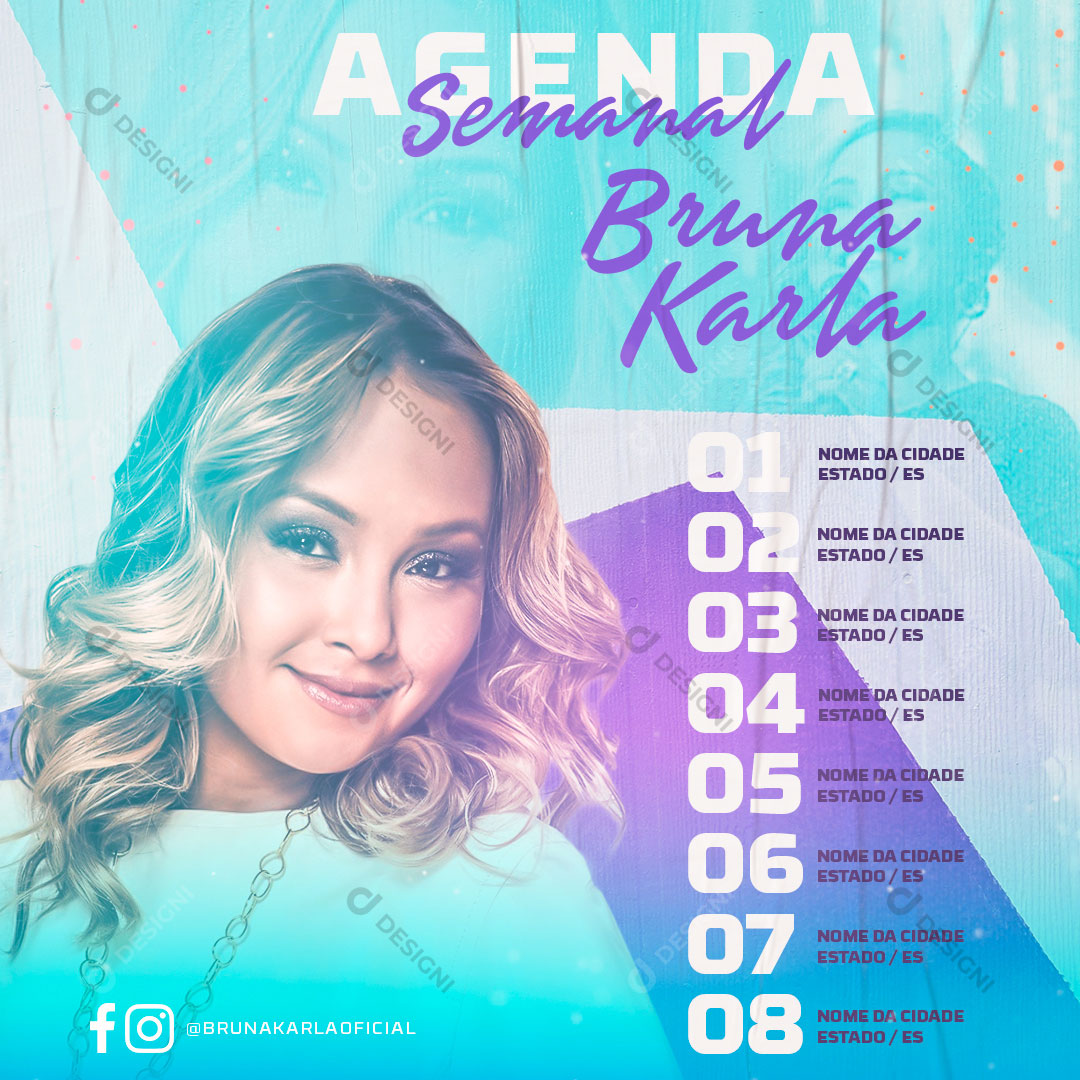 Agenda Semanal Artista Social Media Post PSD Editável