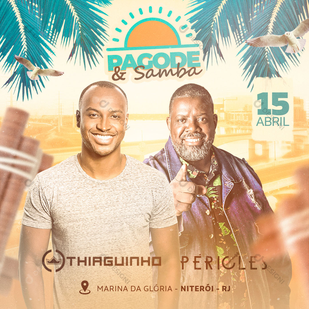 Flyer Pagode e Samba Eventos Social Media Post PSD Editável