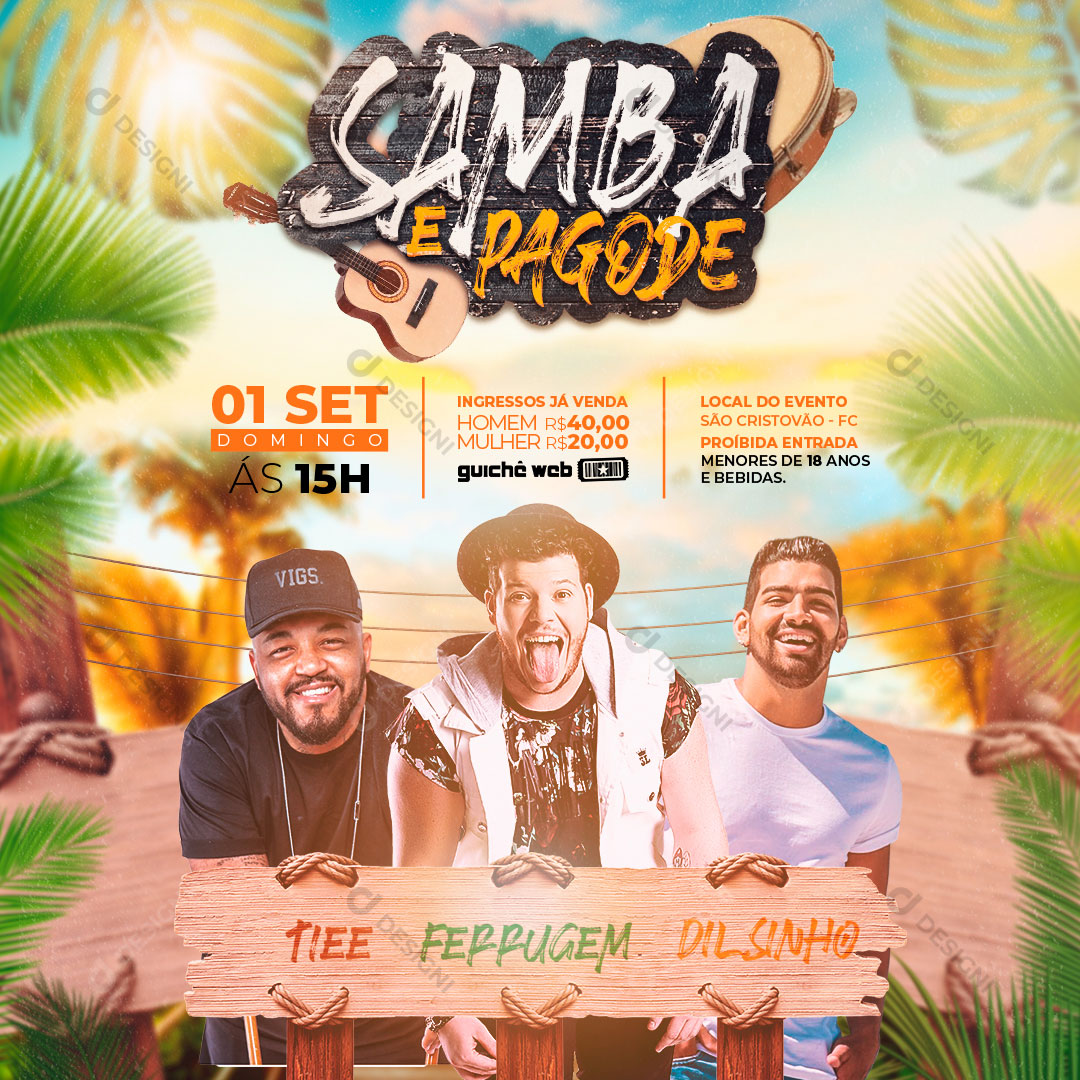 Samba e Pagode PSD Social Media Post Eventos Editável