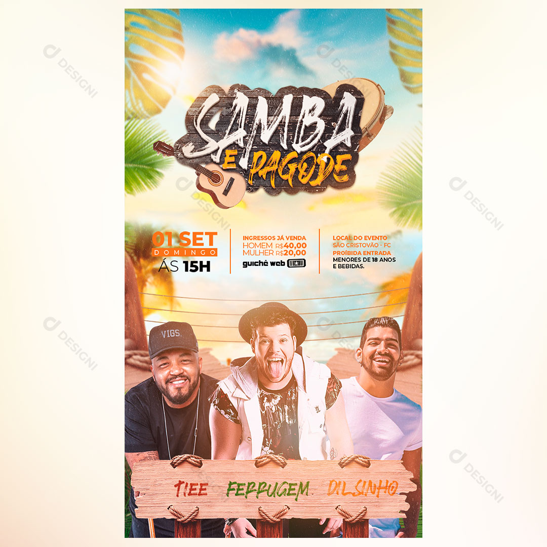 Samba e Pagode PSD Social Media Stories Eventos Editável