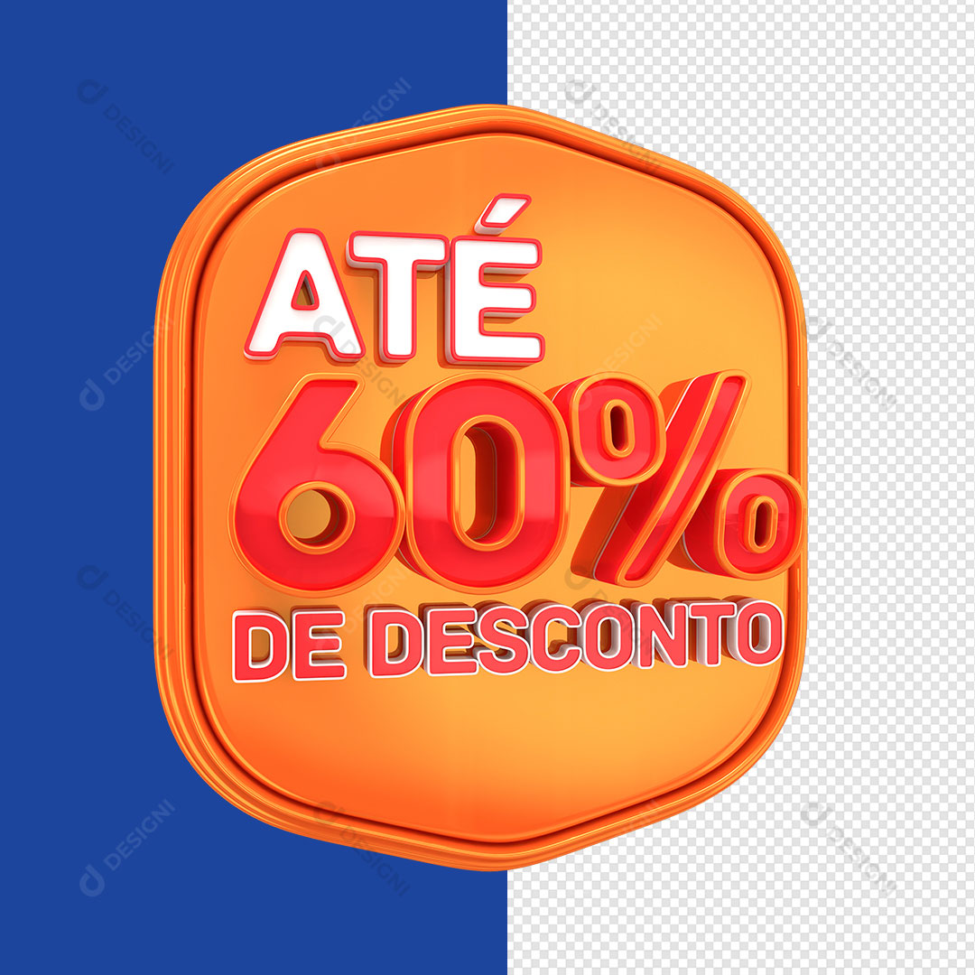 Selo 3D Varejo Até 60% de Desconto PNG Transparente Sem Fundo