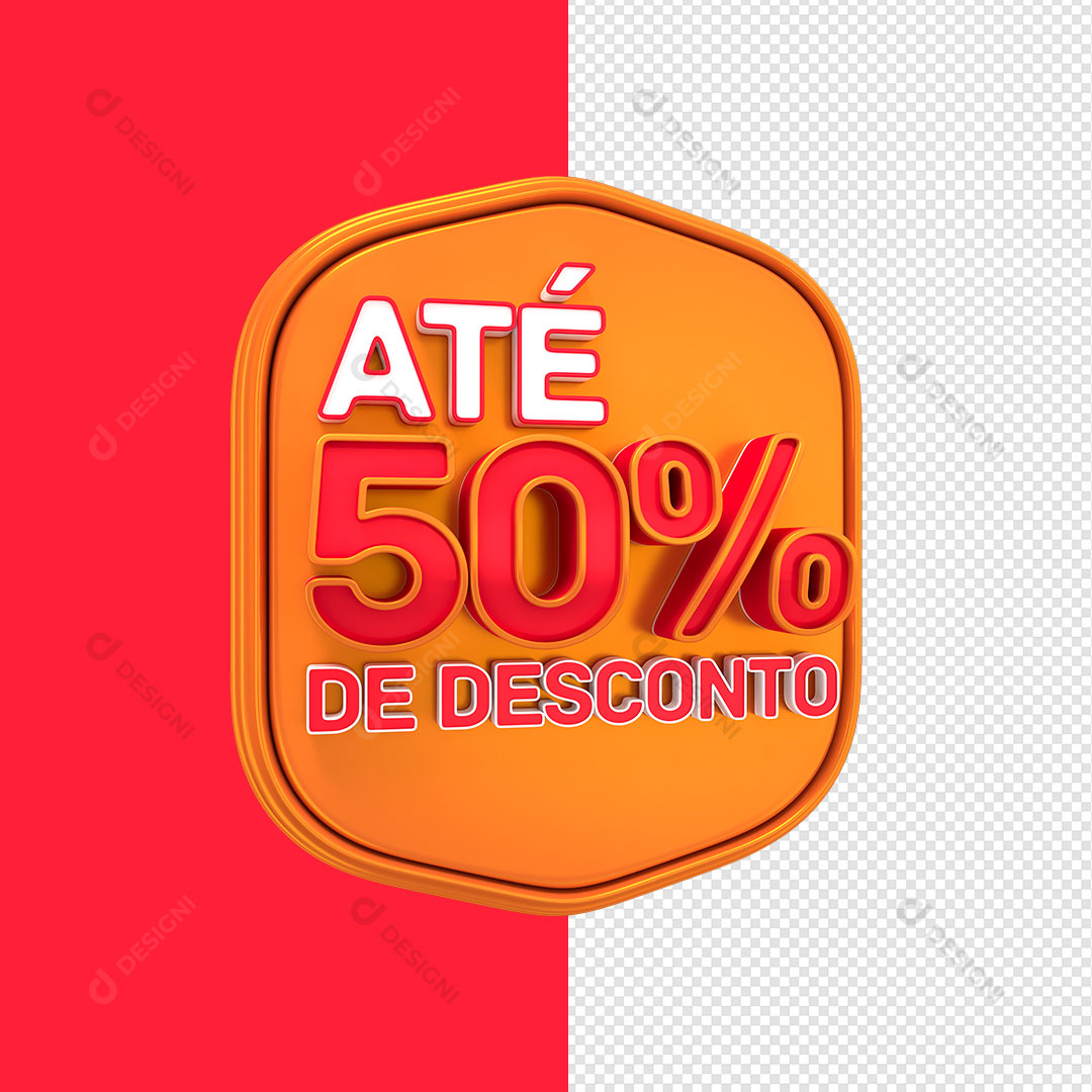 Selo 3D Varejo Até 50% de Desconto PNG Transparente Sem Fundo