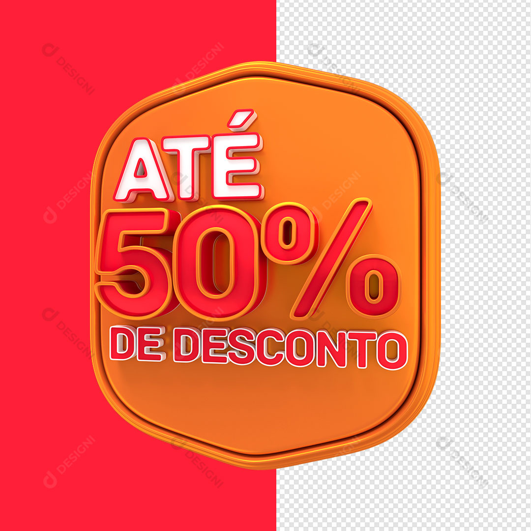 Selo 3D Varejo Até 50% de Desconto PNG Transparente Sem Fundo