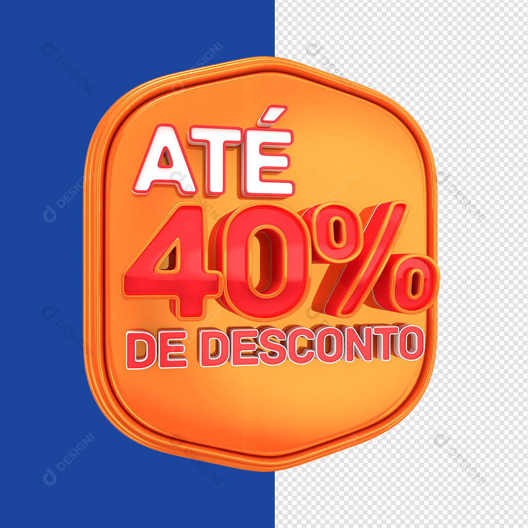 Selo 3D Varejo Até 40% de Desconto PNG Transparente Sem Fundo