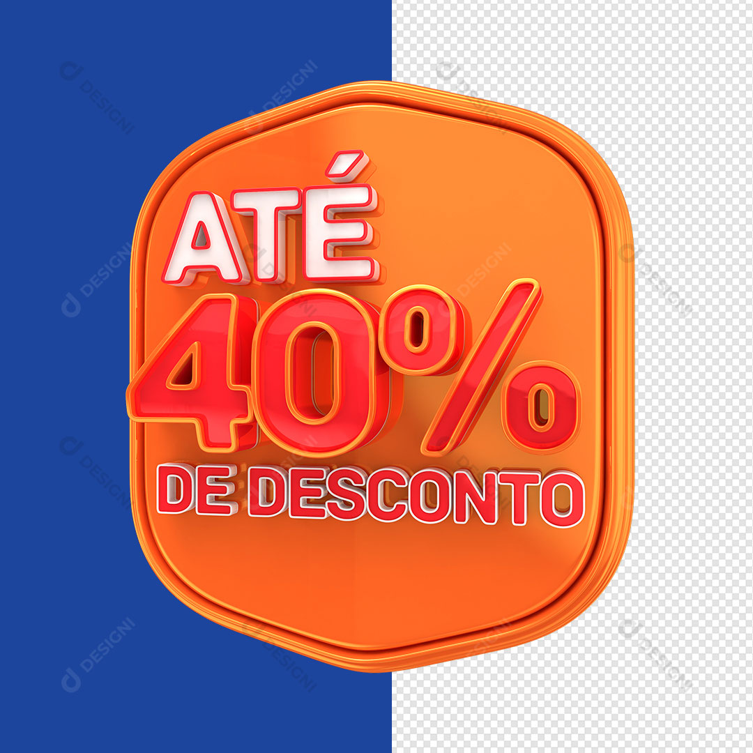 Selo 3D Varejo Até 40% de Desconto PNG Transparente Sem Fundo