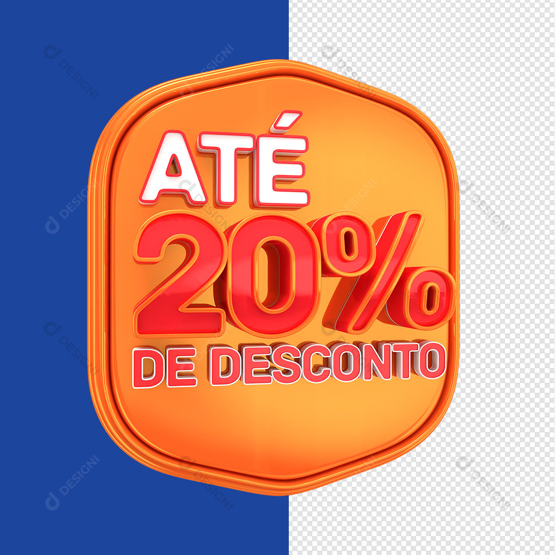 Selo 3D Varejo Até 20% de Desconto PNG Transparente Sem Fundo