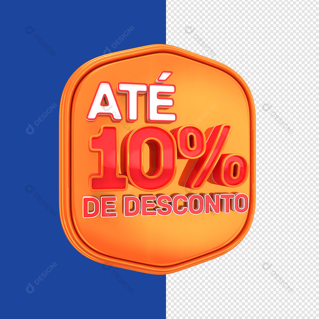Selo 3D Varejo Até 10% de Desconto PNG Transparente Sem Fundo
