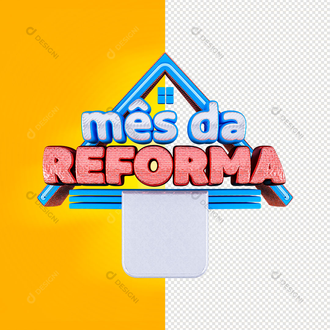 Selo 3D Mês da Reforma Materiais de Construção PNG Transparente Sem Fundo