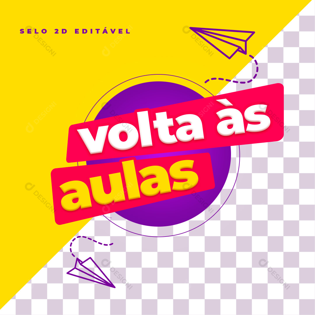 Selo Editável de Volta Ás Aulas Social Media PSD Editável