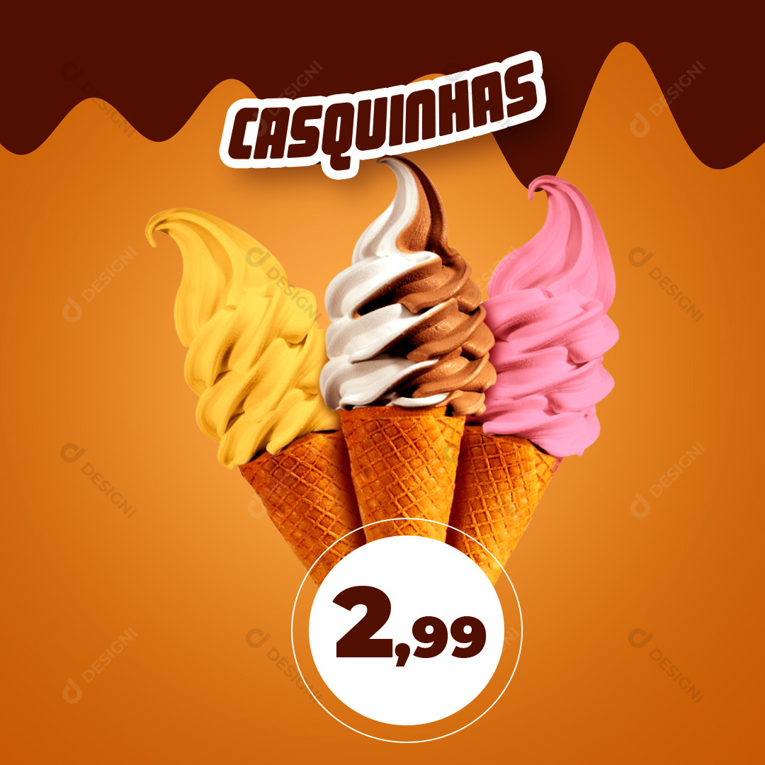 Casquinhas Sorvetes Social Media PSD Editável