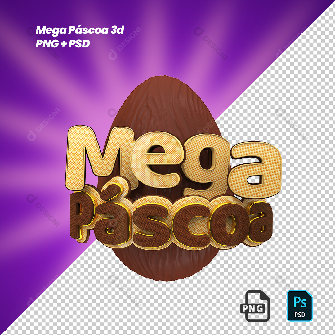 Mega Páscoa 3D PSD + PNG Transparente