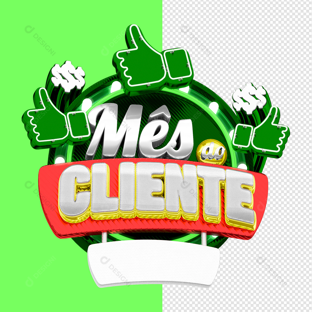 Mês do Cliente Selo 3D PNG Transparente Sem Fundo
