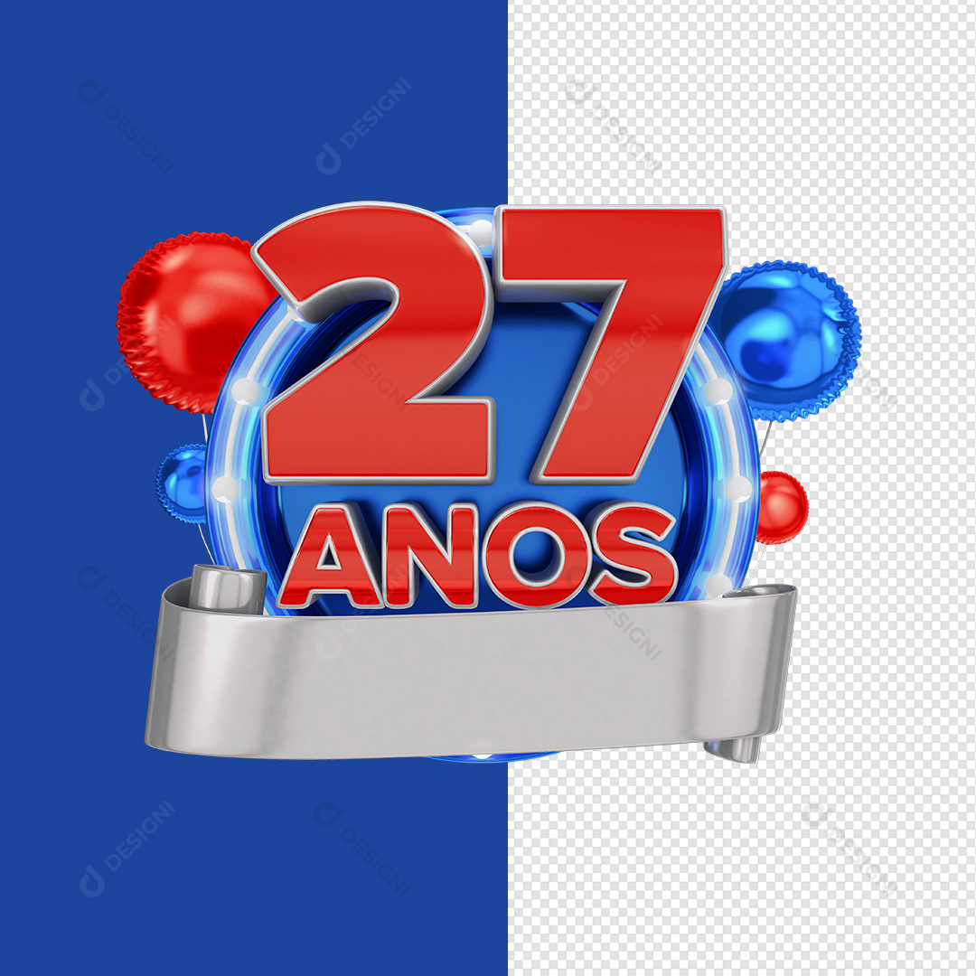 Selos 3D 27 Anos PNG Transparente Sem Fundo