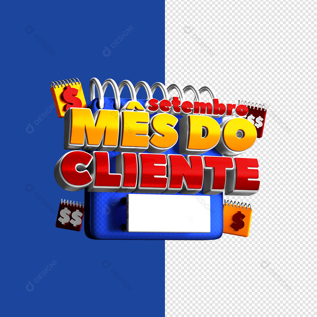 Setembro Mês do Cliente Selo 3D PNG Transparente Sem Fundo