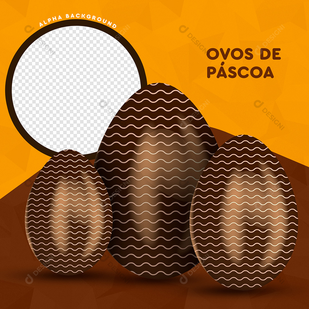 Ovos de Páscoa Chocolate PSD Fundo Transparente