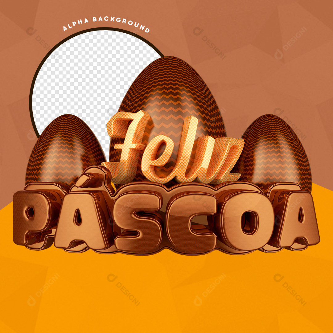 Feliz Páscoa 3D PNG Transparente Sem Fundo
