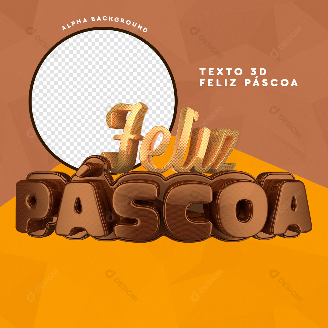 Texto 3D Feliz Páscoa PNG Transparente Sem Fundo