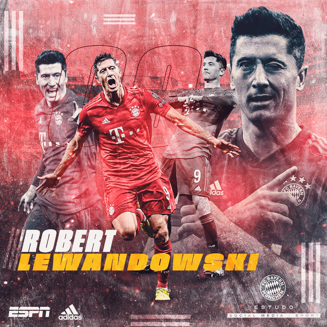 Futebol Robert Lewandowski Social Media PSD Editável