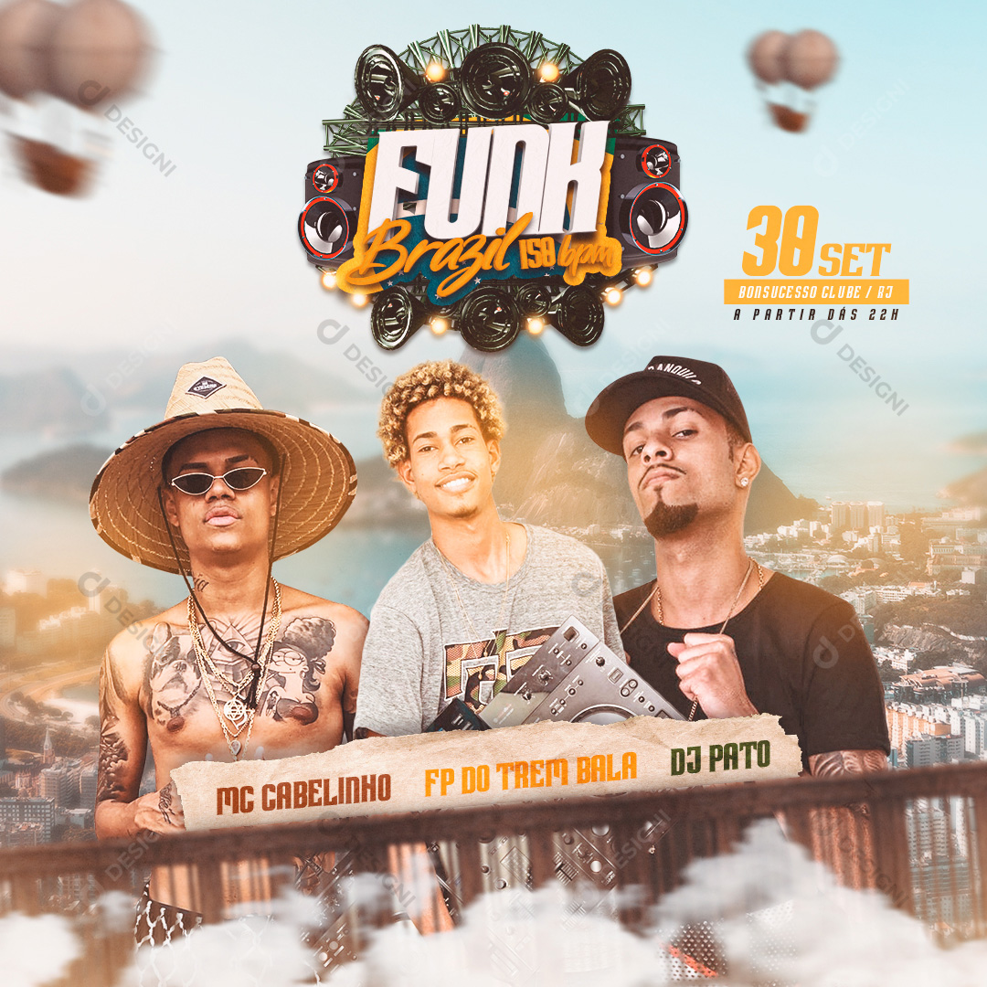 Flyer Funk Brazil 150BPM Editável PSD Social Media