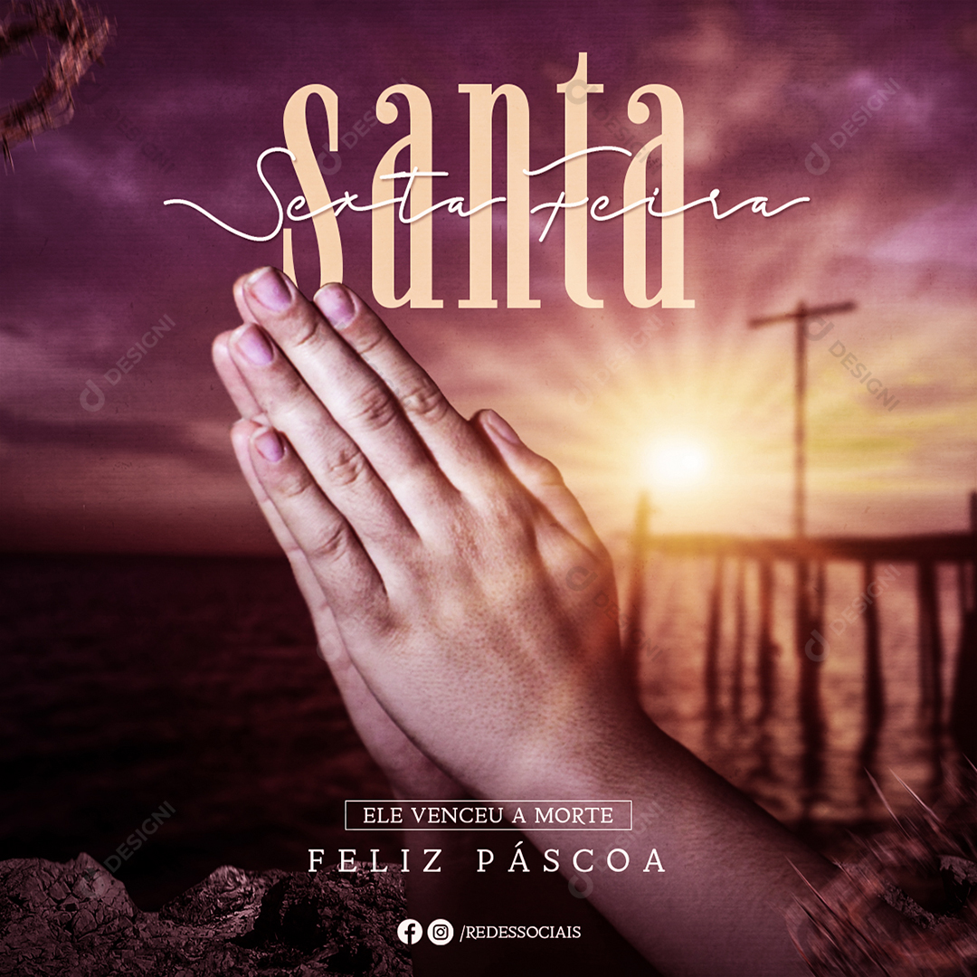 Sexta Feira Santa Social Media Páscoa PSD Editável