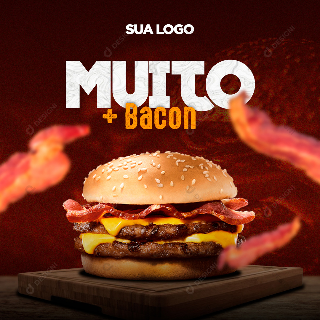 Hambúrguer Bacon Social Media PSD Editável