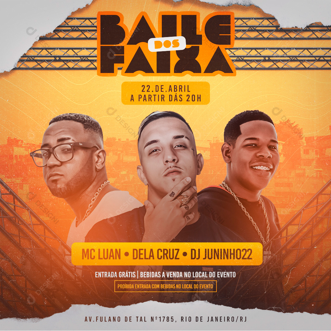 Flyer Baile Dos Faixas Social Media PSD Editável