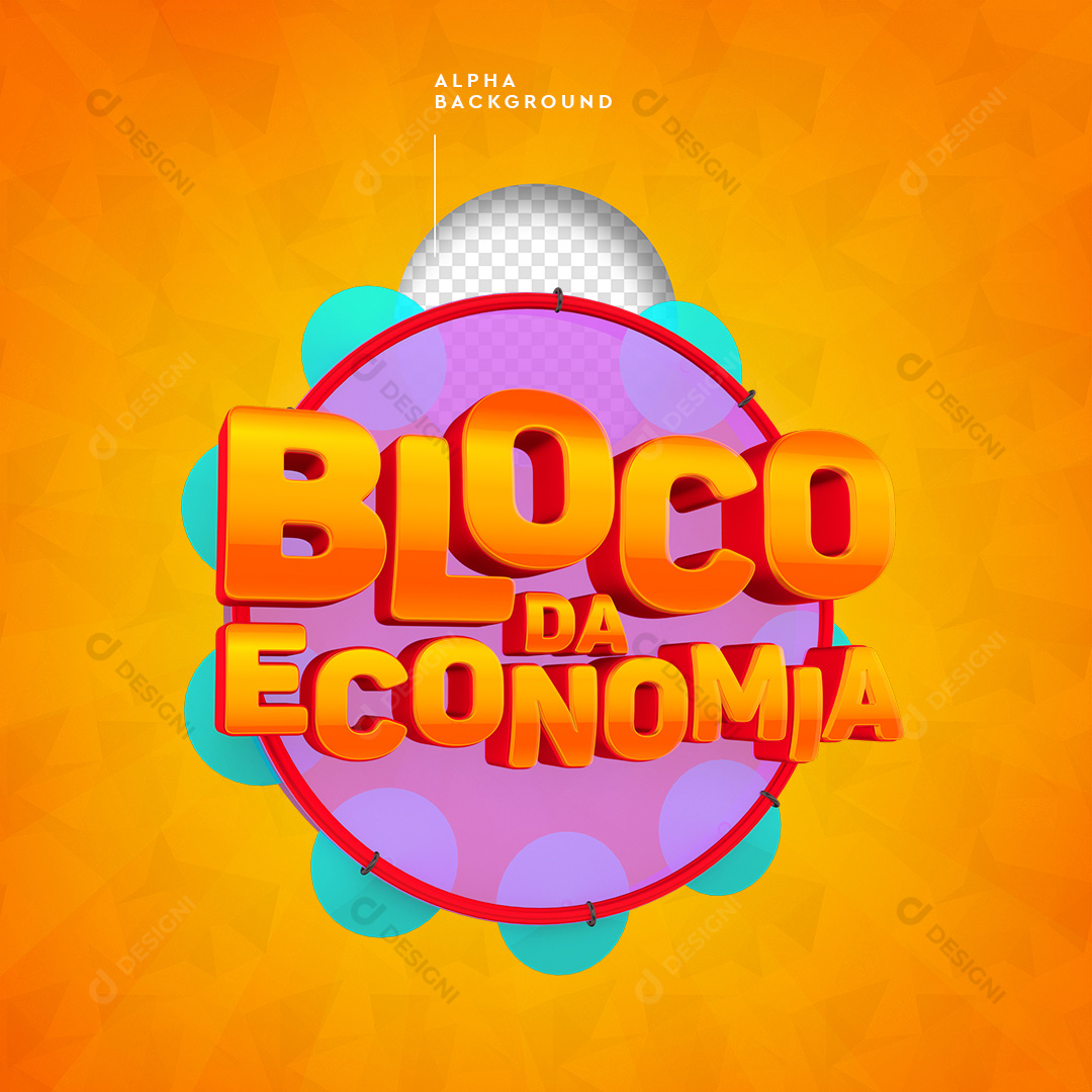 Selo 3D Bloco da Economia PNG Transparente Sem Fundo