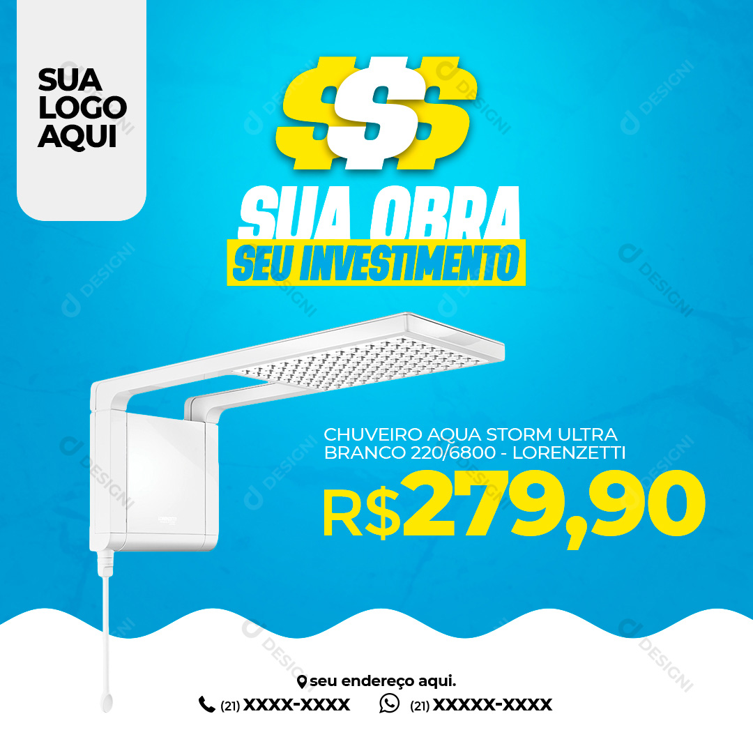Chuveiro Aqua Storm Ultra Social Media PSD Editável