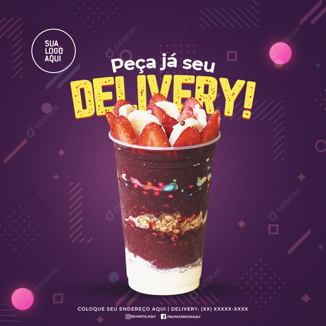 Açaí Açaíteria Social Media PSD Editável Deliverys