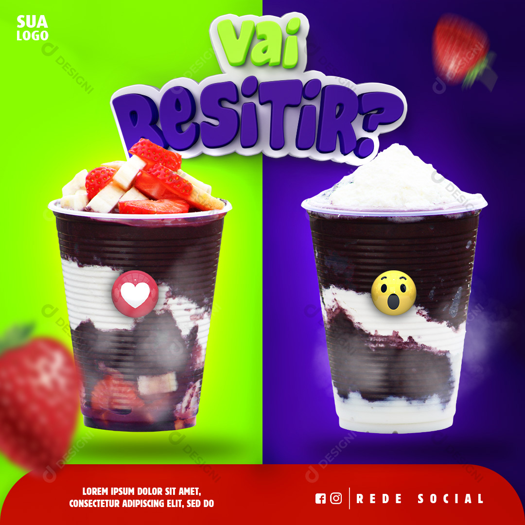 Açaí no Copo Açaiteria Social Media PSD Editável Photoshop