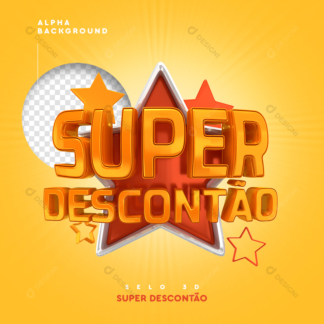 Selo 3D Super Descontão PNG Transparente Sem Fundo