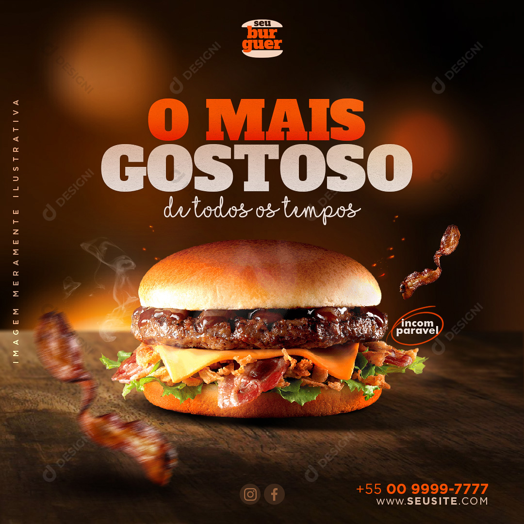 Hambúrguer Hamburguerias Social Media PSD Editável